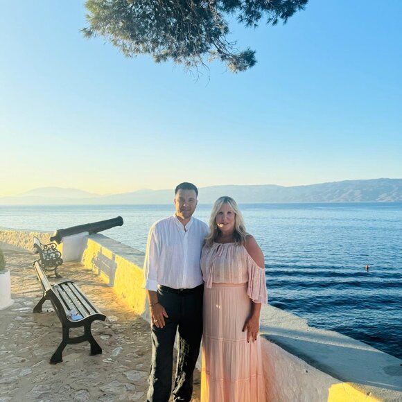 Romantic Blush Chiffon Maxi Dress – Flowy, Off-Shoulder, Worn Once in Hydra, Gre - Picture 9 of 9